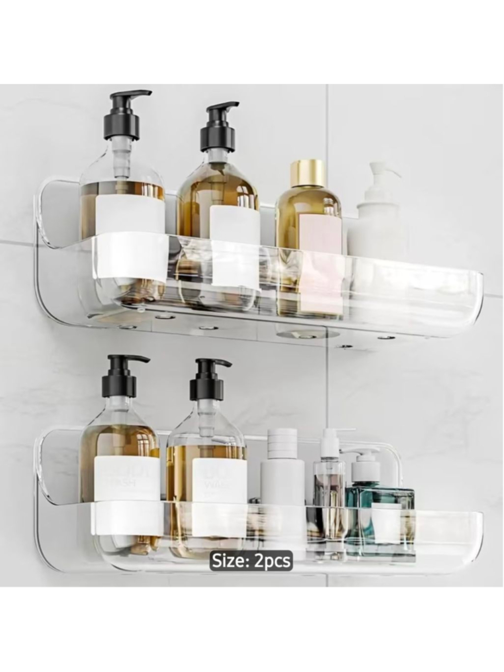 Clear Plastic Bathroom Storage Shelves 2 pcs NWOT